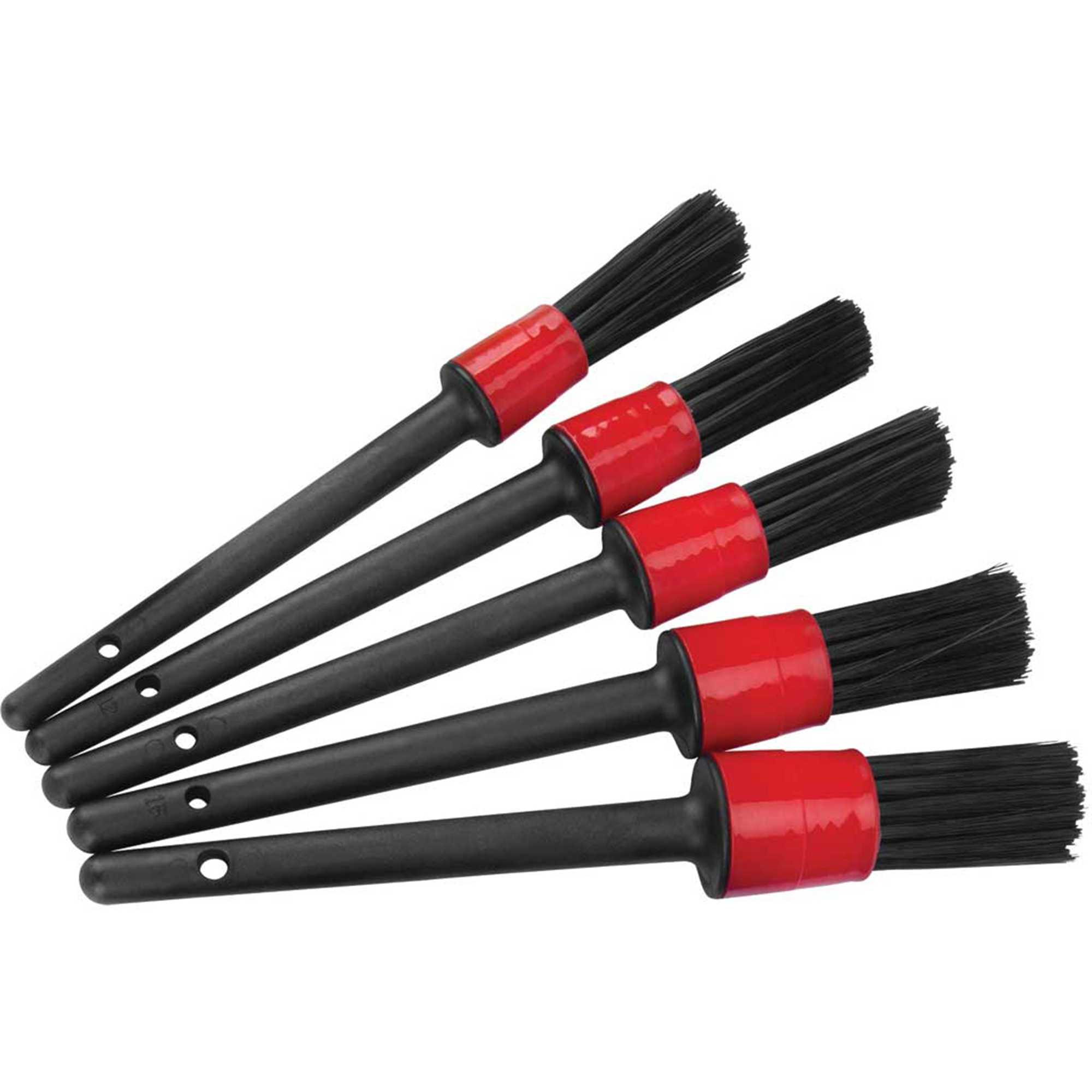 Performance Tool Auto Detailing Brush Set — 5 Pcs, Scratch-Free Polypropylene Bristles, 8–9in. Length, Model# PRT1543